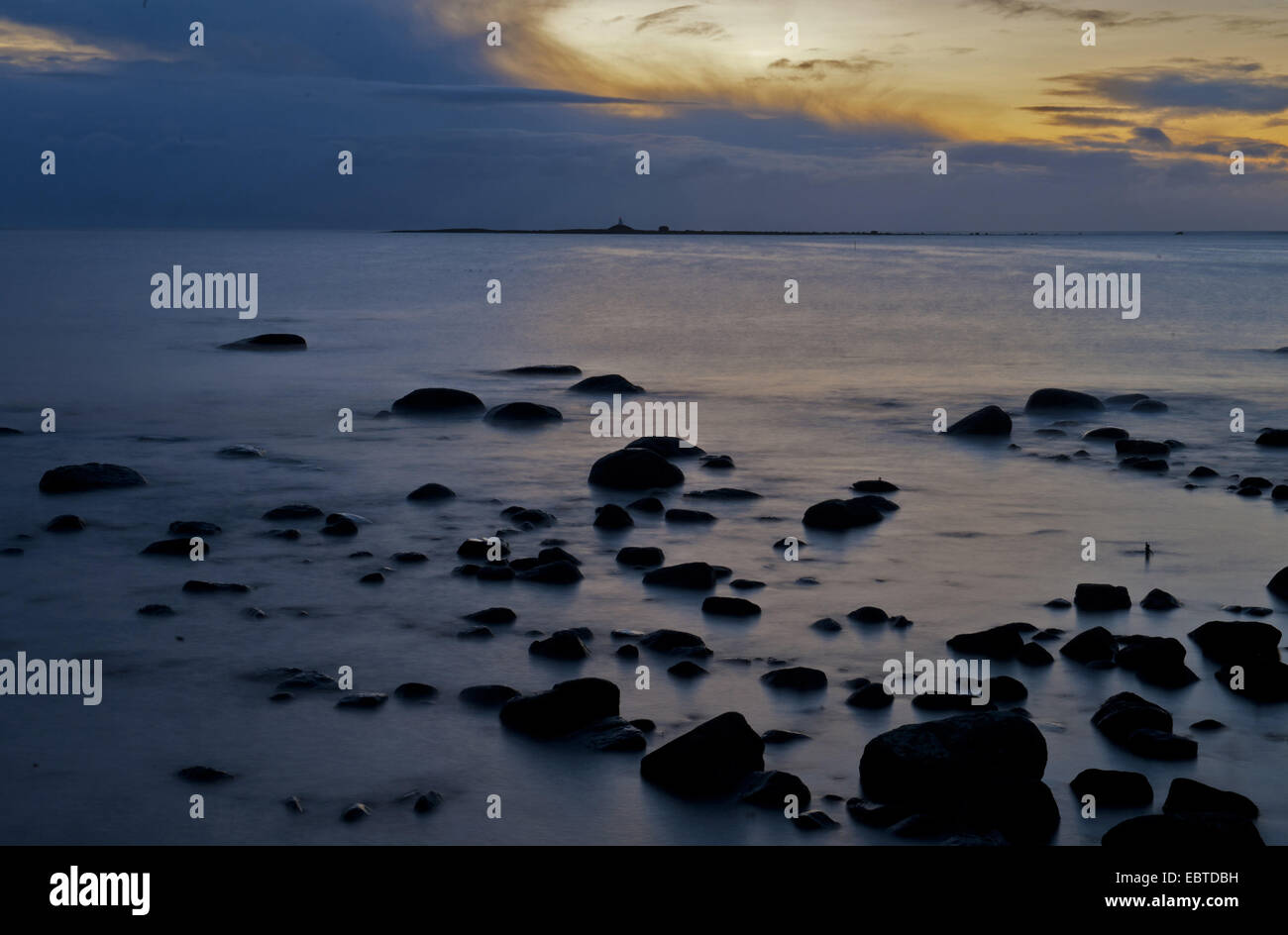 dawn at the North Sea coast, Norway, Vest-Agder, Lista, Farsund Stock Photo