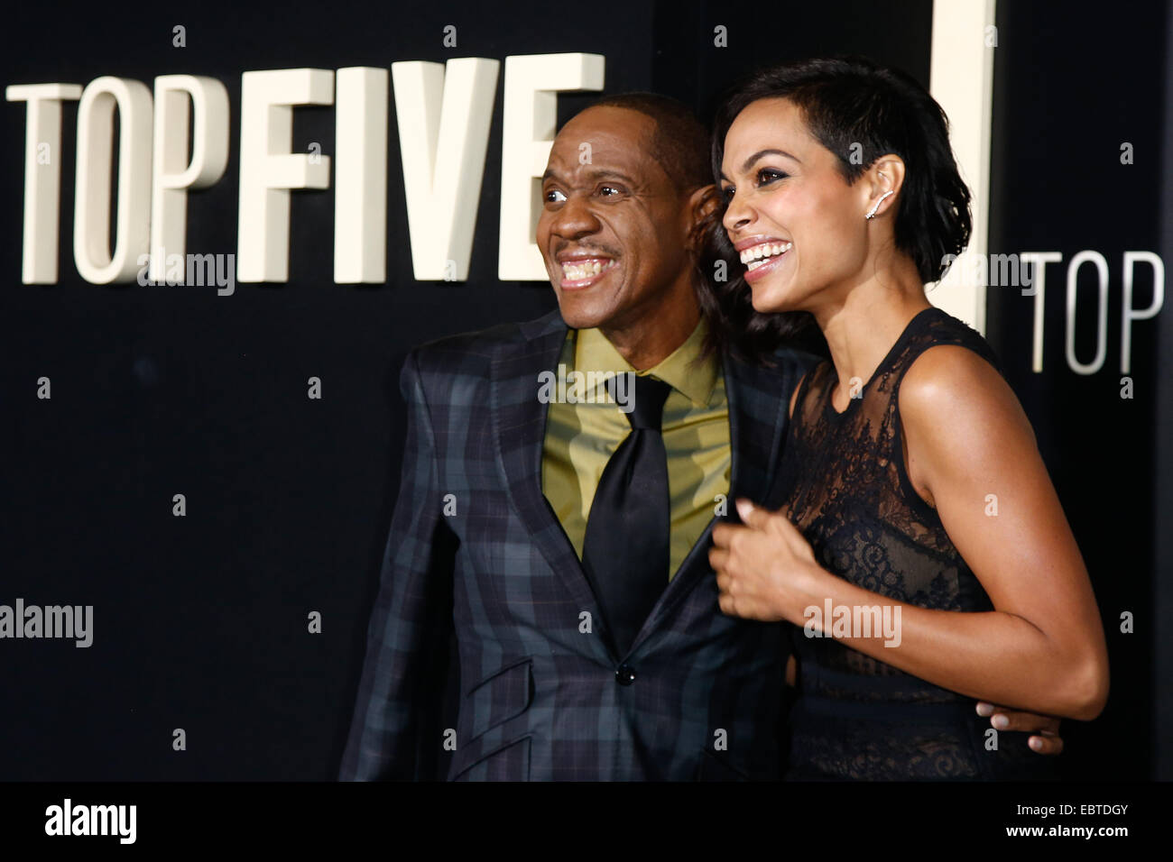 New York, USA. 3rd December, 2014. Singer Freddie Jackson (L) and actress Rosario Dawson attend the 'Top Five' premiere at the Ziegfeld Theatre on December 3, 2014 in New York City. Credit:  Debby Wong/Alamy Live News Stock Photo