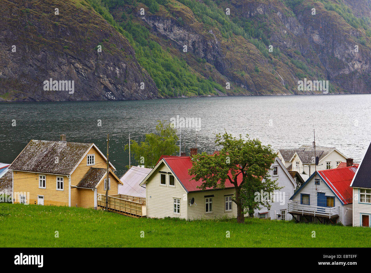 village Undredal and Aurlandsfjord, Norway, Undredal Stock Photo