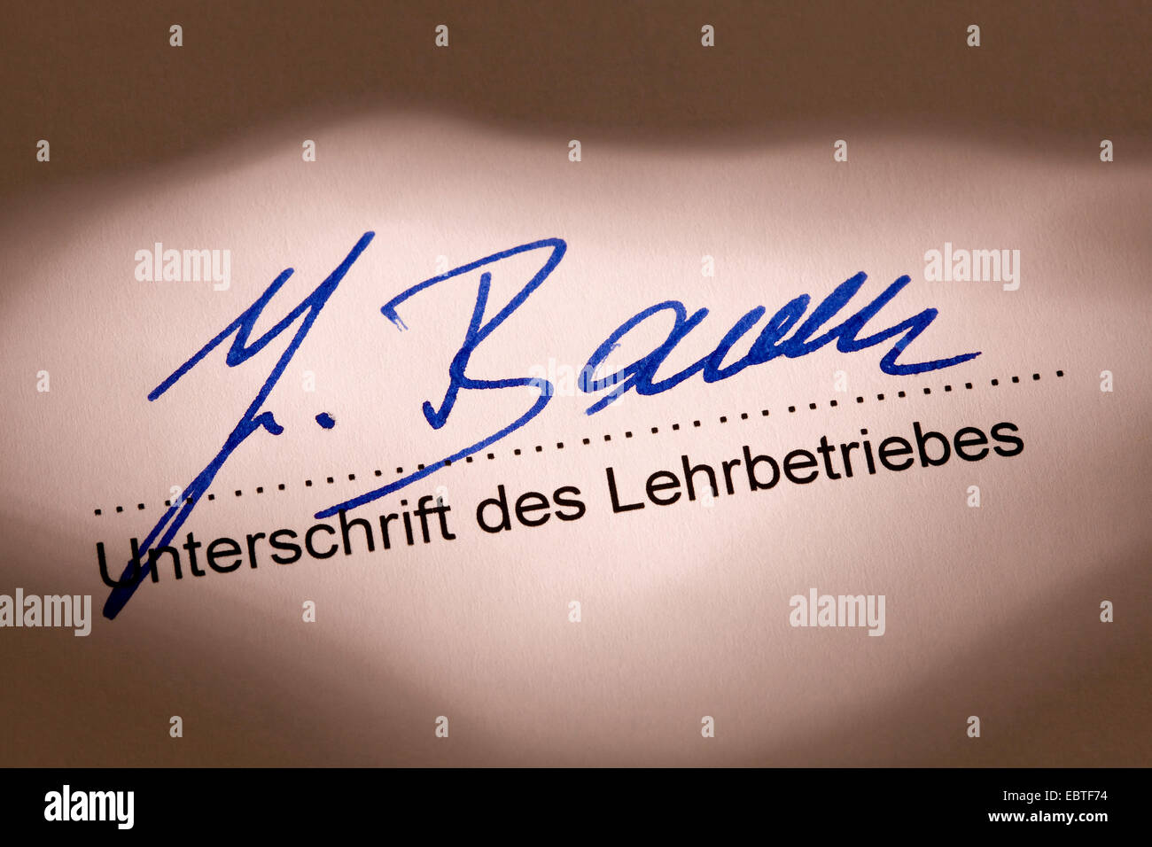 signature of an instructor under a training contract Stock Photo - Alamy