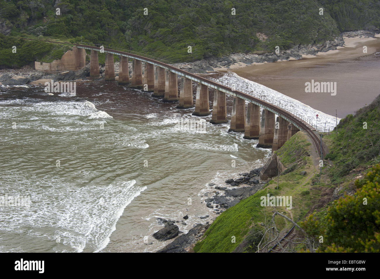 railway bridge over Kaaimansriver, South Africa, Western Cape Stock Photo