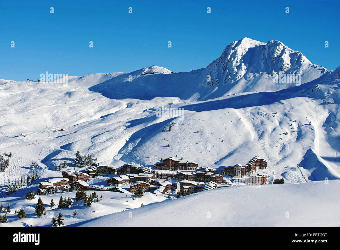 ski resort of Belle Plagne, France, Savoie Stock Photo