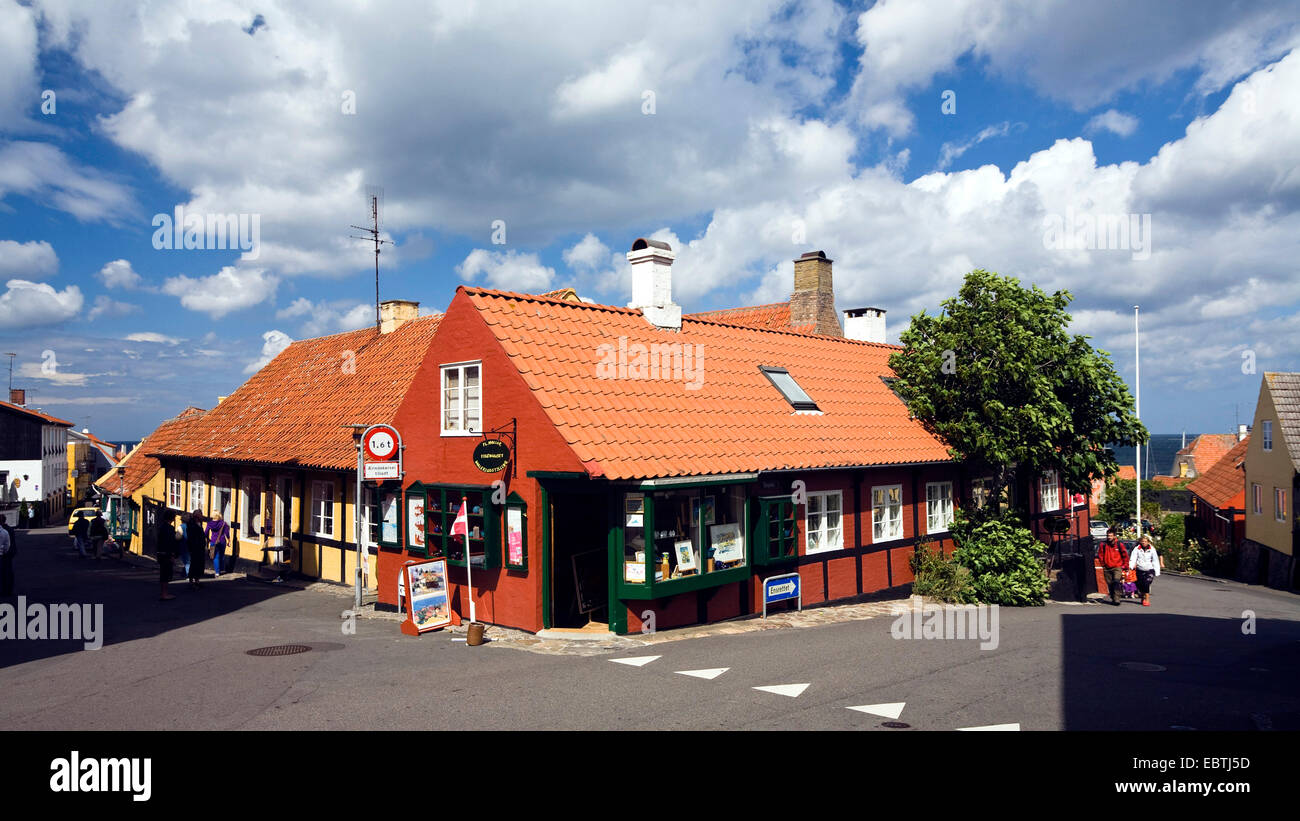 village view, Denmark, Bornholm, Gudhjem Stock Photo