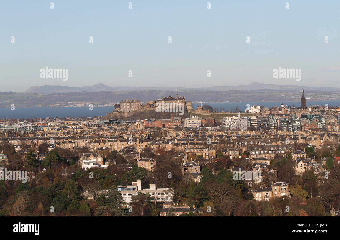 Southern facade of Edinburgh Castle Scotland November 2014 Stock Photo