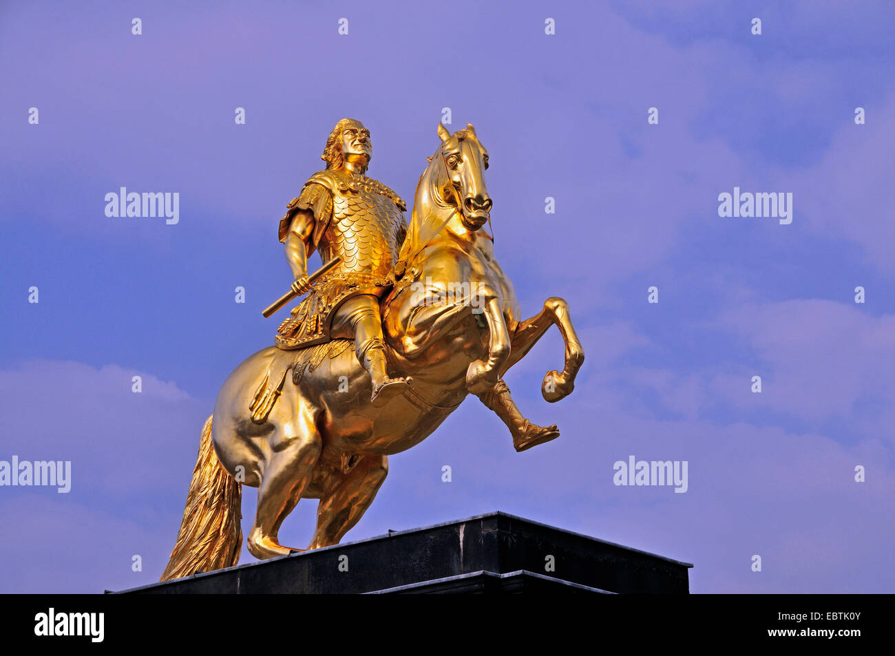 golden rider statue of Augustus II the Strong, Germany, Saxony, Dresden Stock Photo
