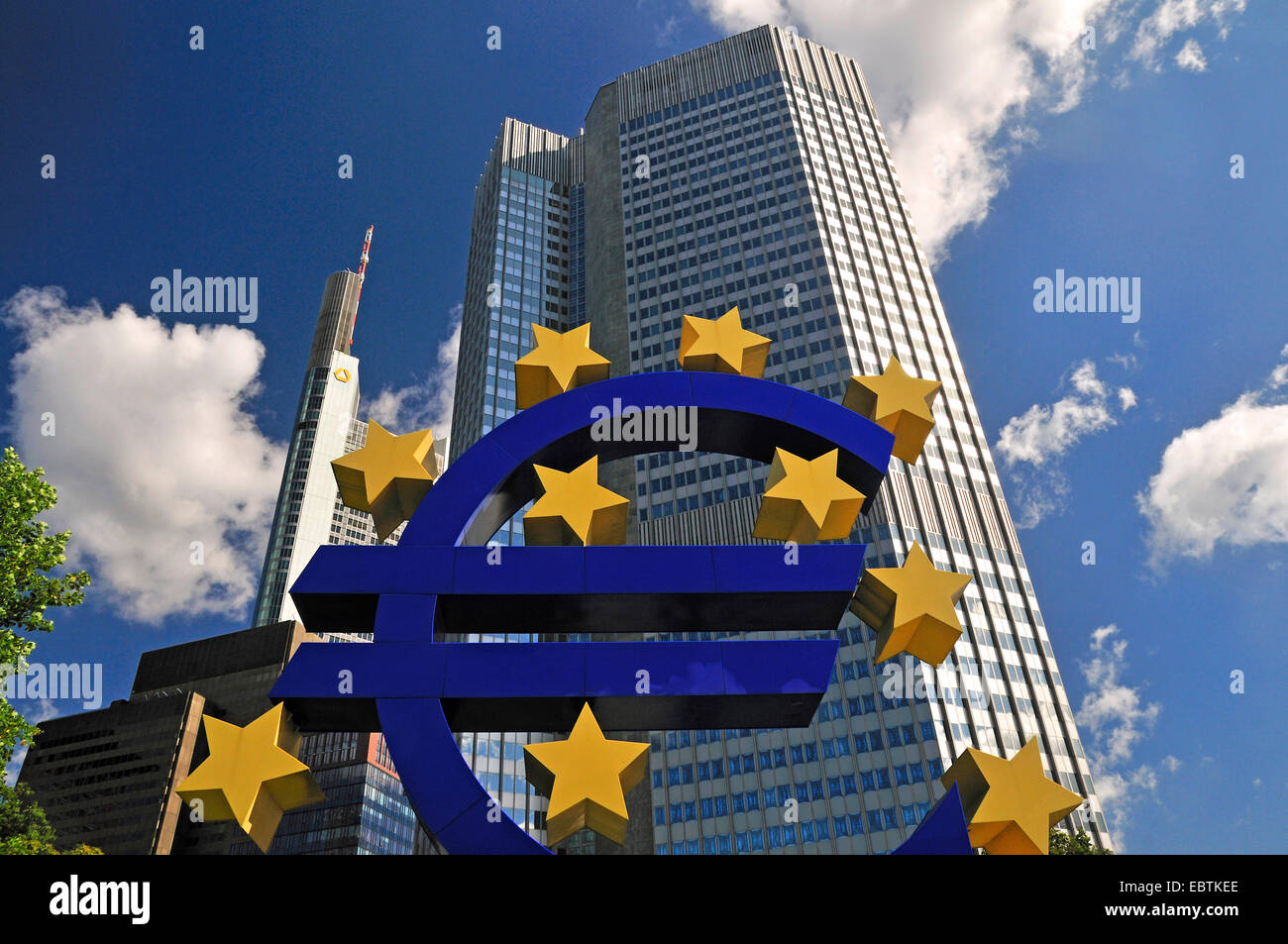 Euro sign at EUB, European Central Bank, Germany, Hesse, Frankfurt/Main Stock Photo