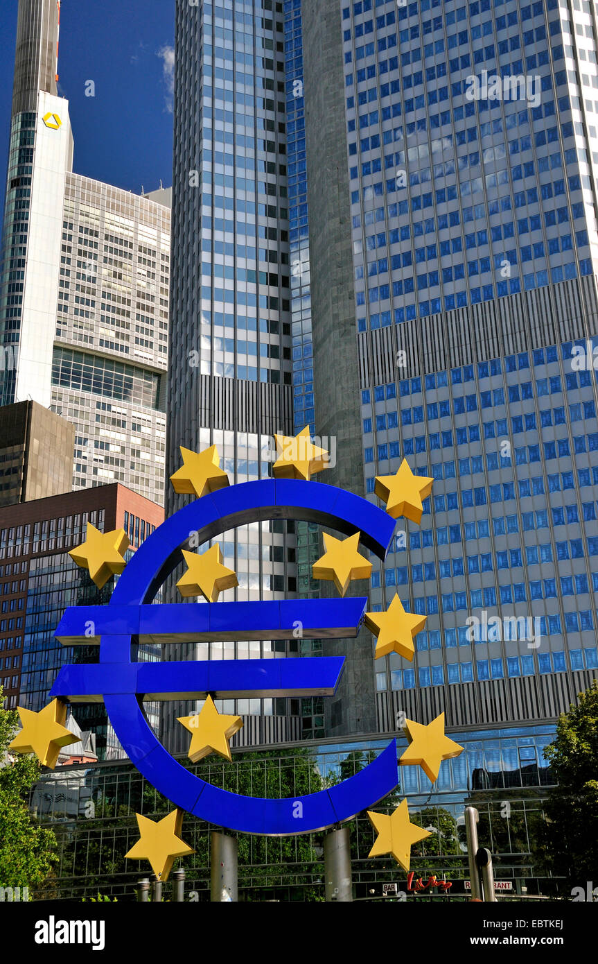 Euro sign at EUB, European Central Bank, Germany, Hesse, Frankfurt/Main Stock Photo