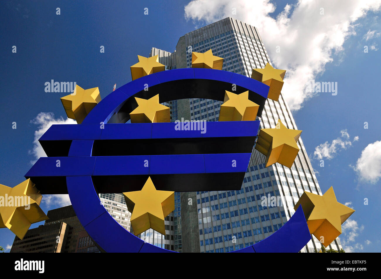 Euro sign at EUB, European Central Bank, Germany, Hesse, Frankfurt/Main Stock Photo