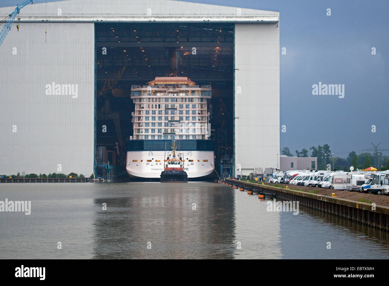Undocking Celebrity Silhouette, Meyer Werft Papenburg, Germany, Lower Saxony, Papenburg Stock Photo