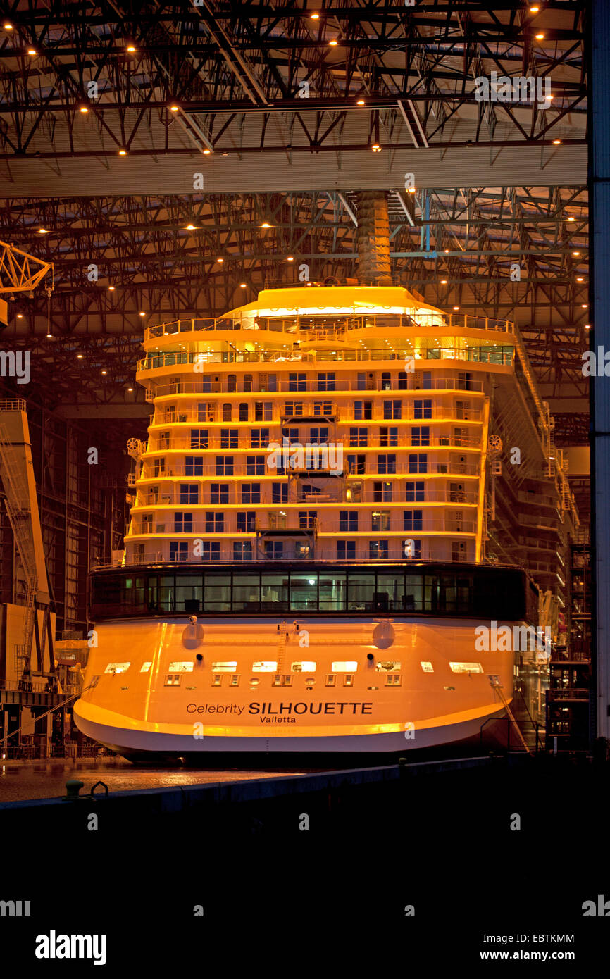Undocking Celebrity Silhouette, Meyer Werft Papenburg, Germany, Lower Saxony, Papenburg Stock Photo