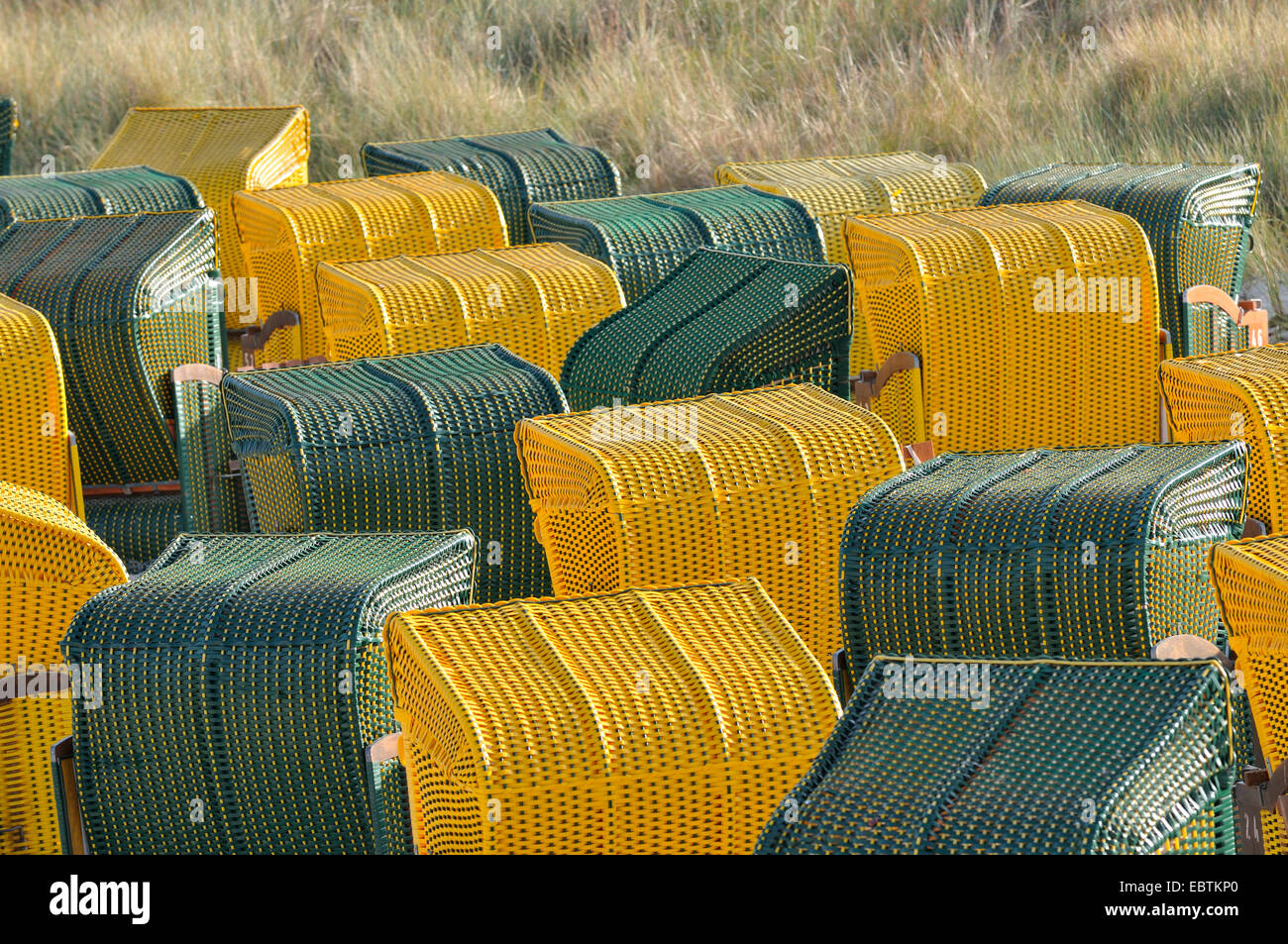 beach chairs from behind, Germany, Mecklenburg-Western Pomerania Stock Photo