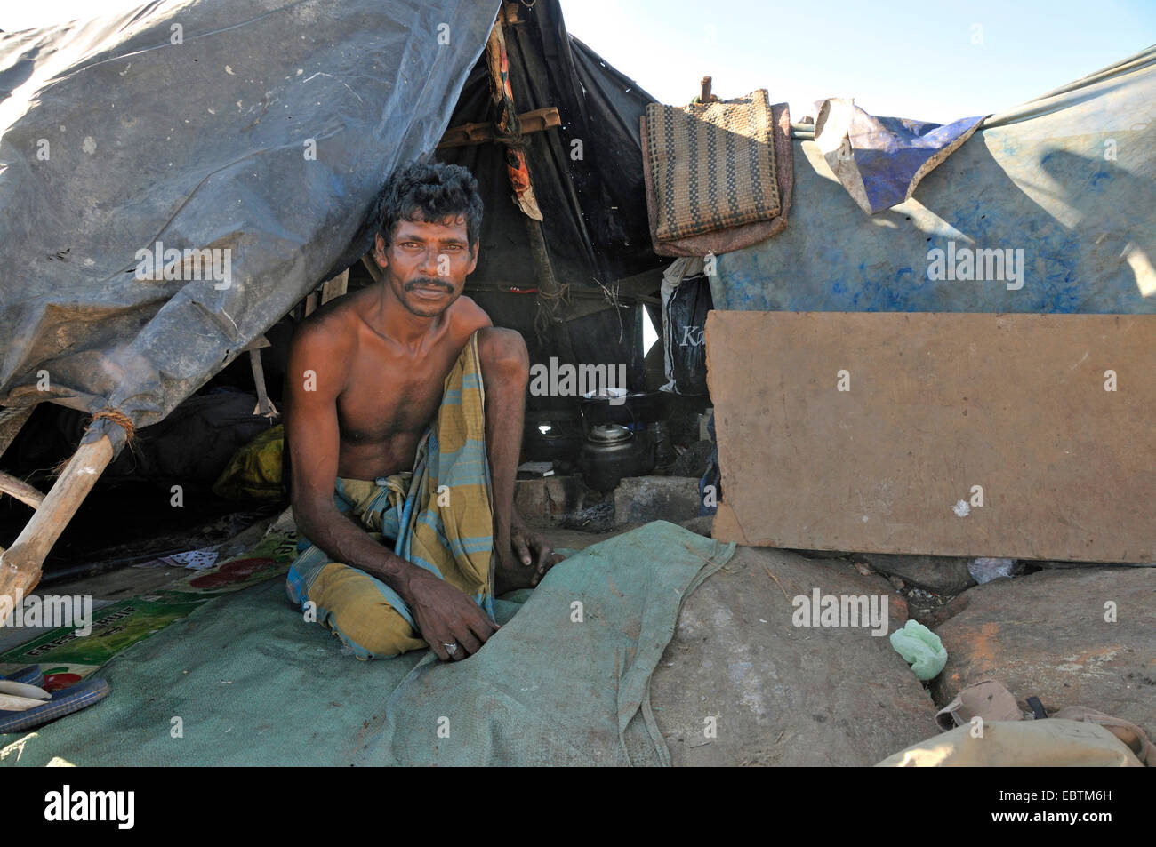 man in the slums of Negombo, Sri Lanka, Negombo Stock Photo