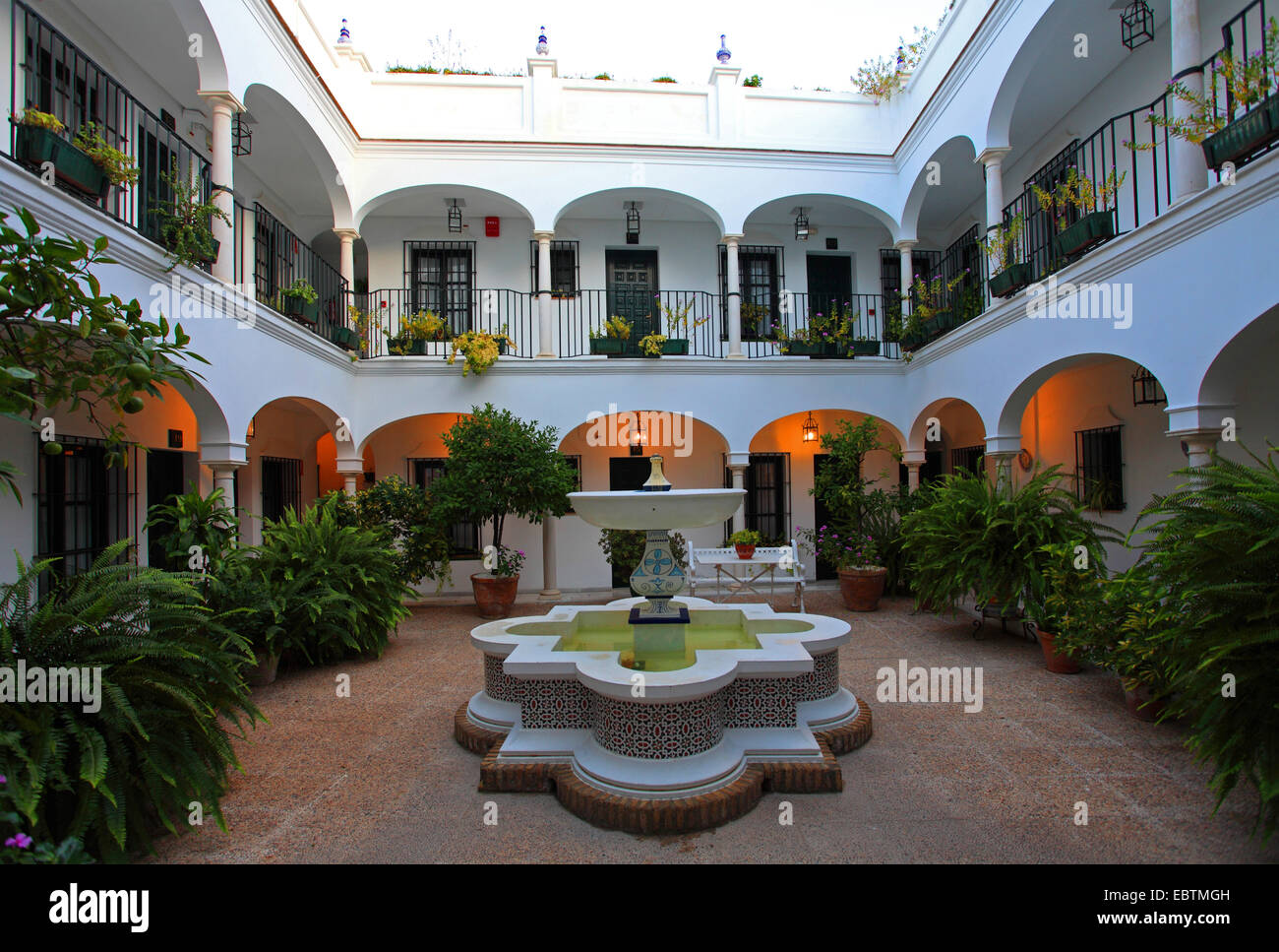andalusian courtyard, Spain, Andalusia, Sanlucar de Barrameda Stock Photo