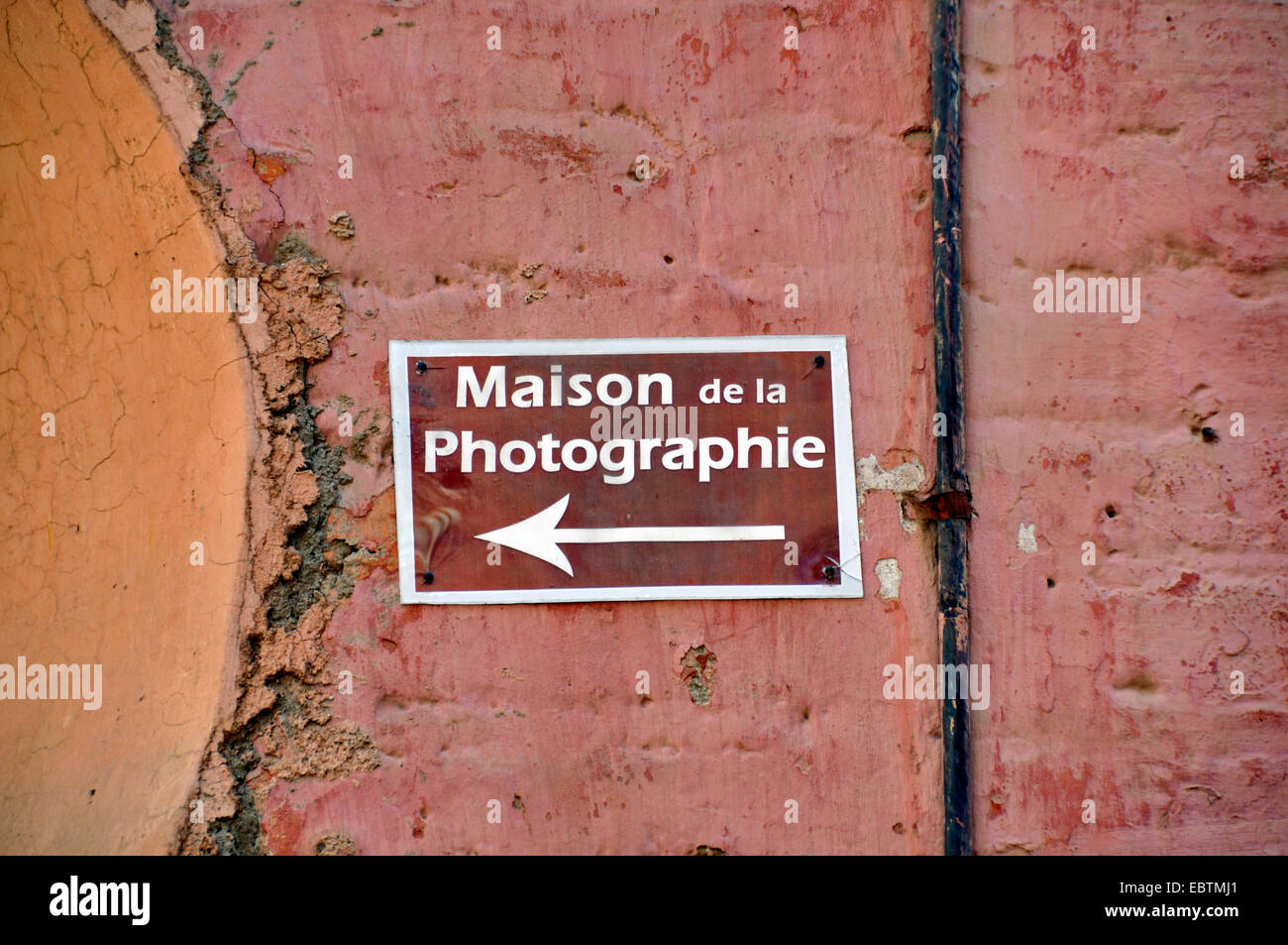 sign 'Maison de la Photographie', Morocco, Marrakesh Stock Photo