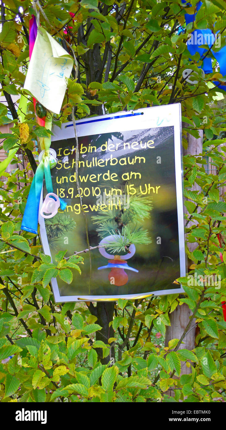 Sign Of A Baby Comforter Tree At A Day Care Center Germany Stock Photo 
