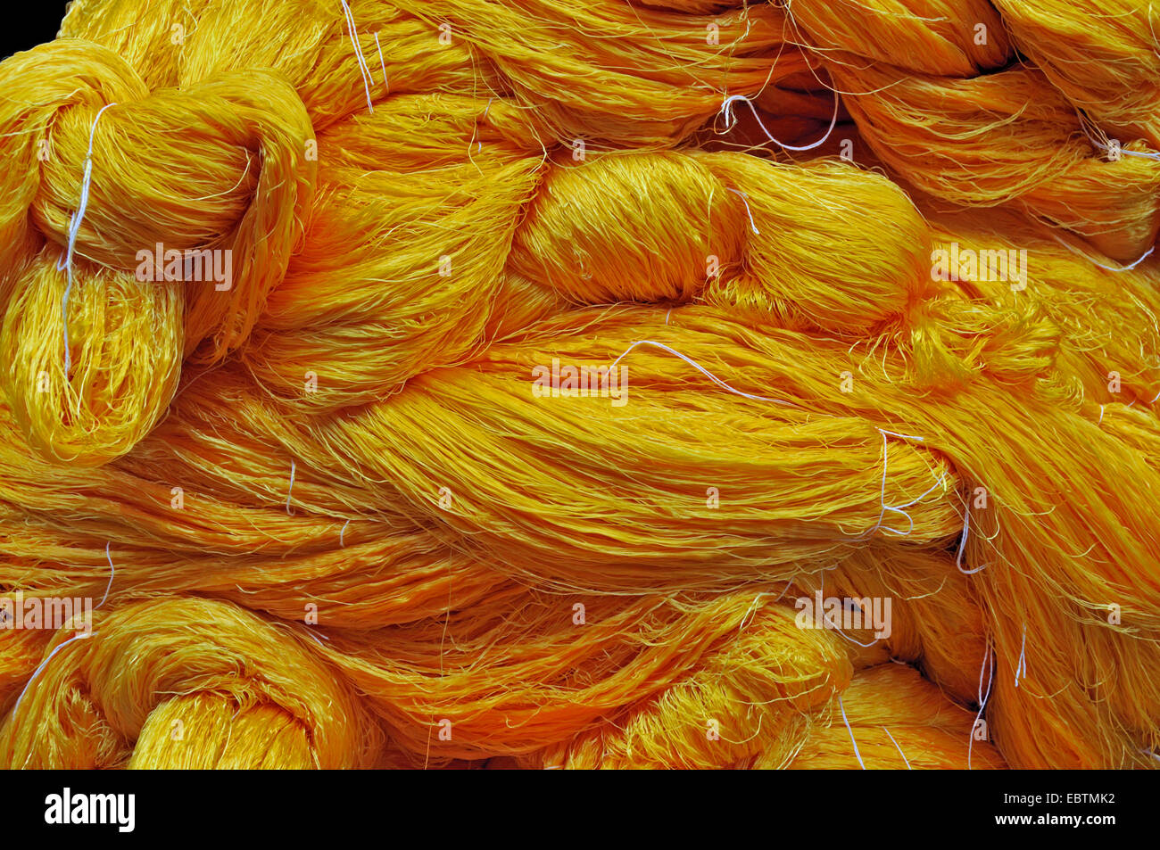 yellow dyed wool drying, Morocco, Marrakesh, Fes Stock Photo