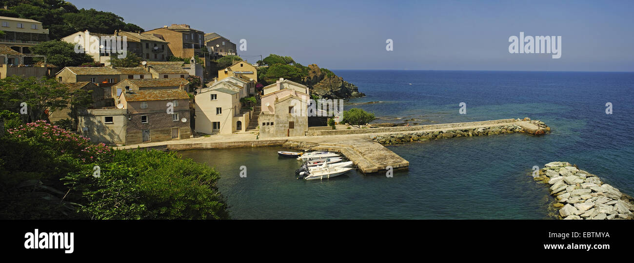 little harbour of old fishing village, France, Corsica, Cap Corse, Severa Stock Photo