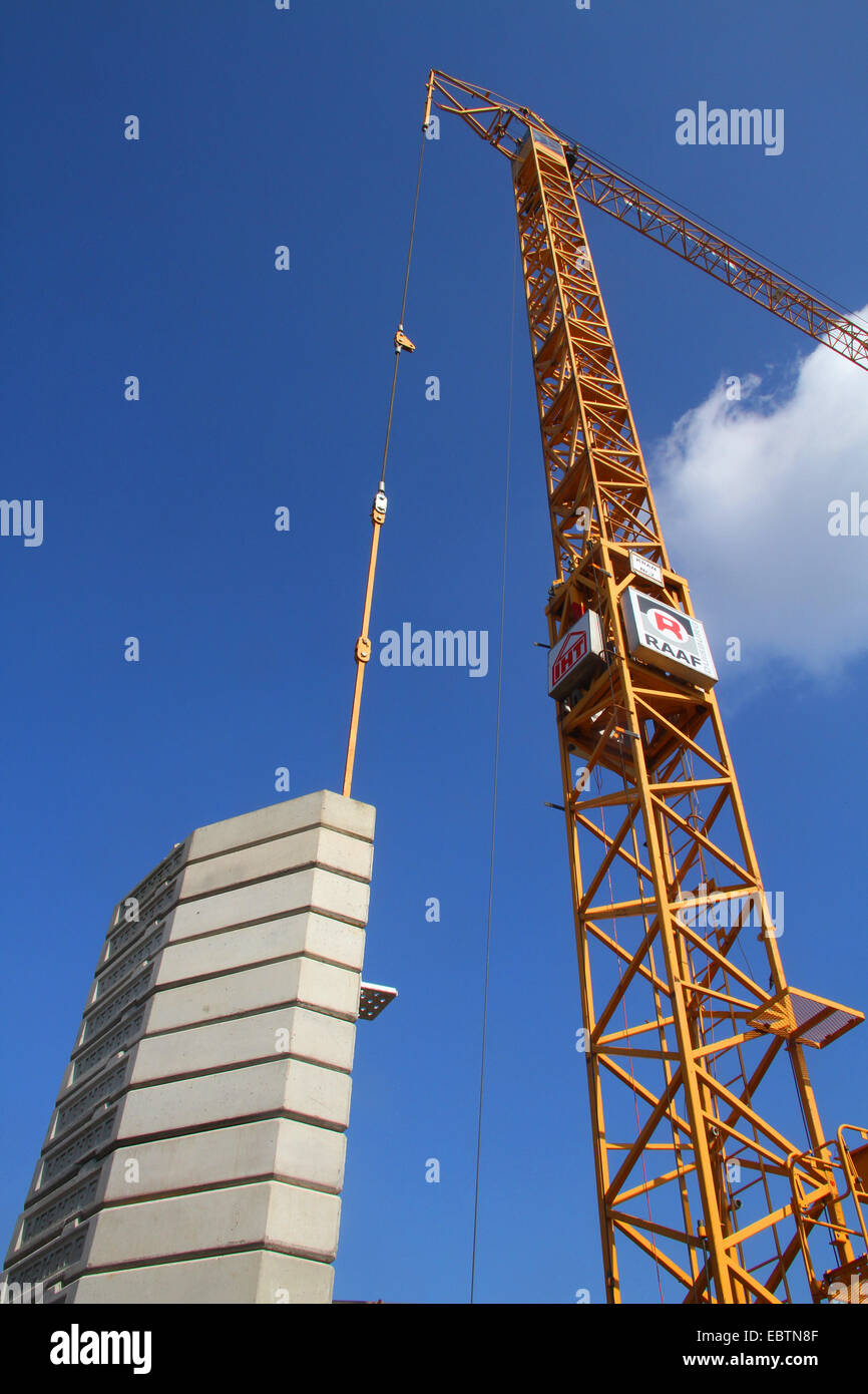 tower cran and counterweights at a construction site, Germany, North Rhine-Westphalia Stock Photo