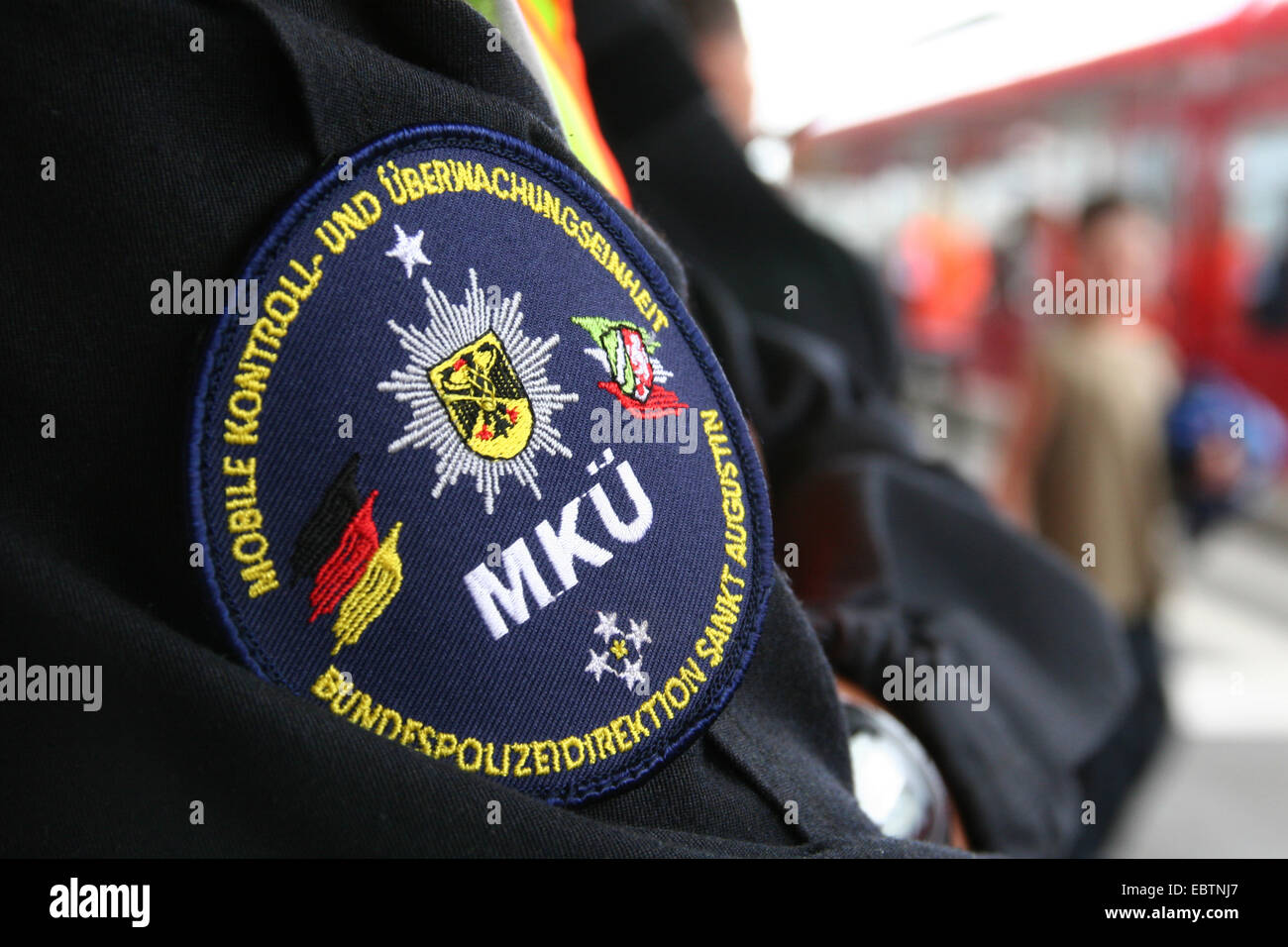 logo of police unit force on uniform, Germany, North Rhine-Westphalia Stock Photo