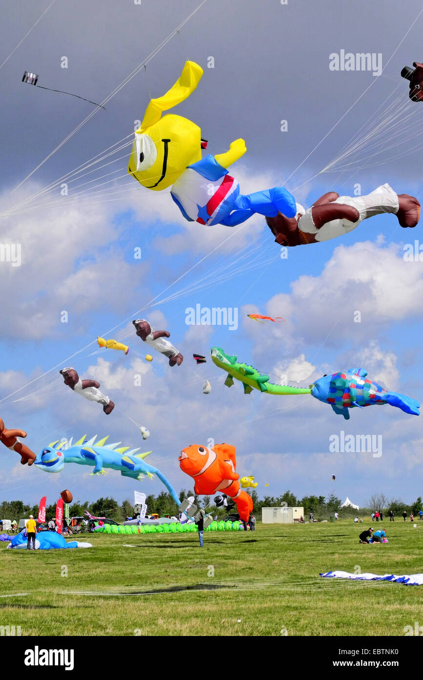 kites at the kite festival in Schillig, Germany, Lower Saxony, Frisia, Wangerland Stock Photo