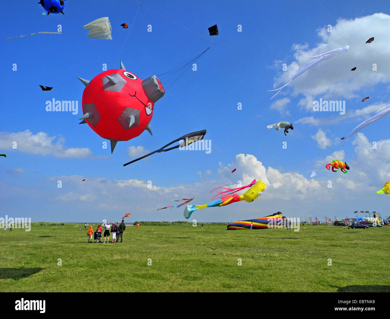 kites at the kite festival in Schillig, Germany, Lower Saxony, Frisia, Wangerland Stock Photo