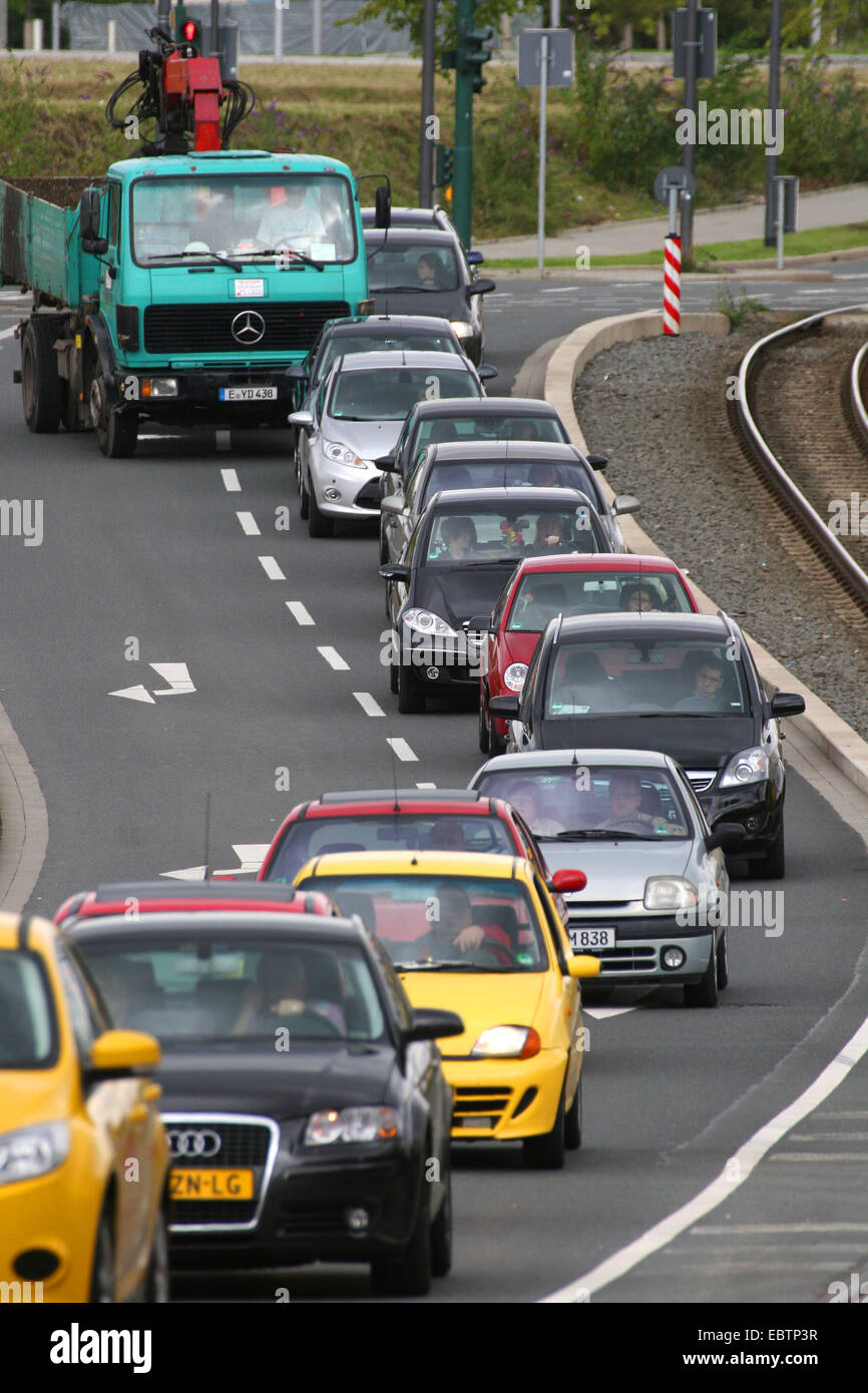 traffic jam in the city of Essen, Germany, North Rhine-Westphalia, Ruhr Area, Essen Stock Photo