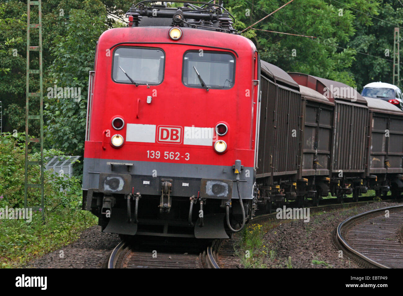 frontal view fo freight locomotive, Germany, North Rhine-Westphalia Stock Photo