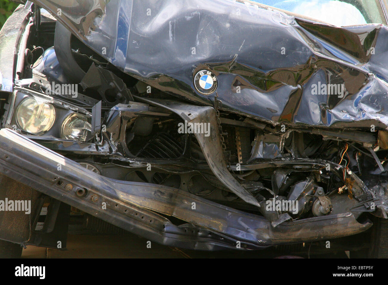 crashed vehicle, Germany, North Rhine-Westphalia Stock Photo