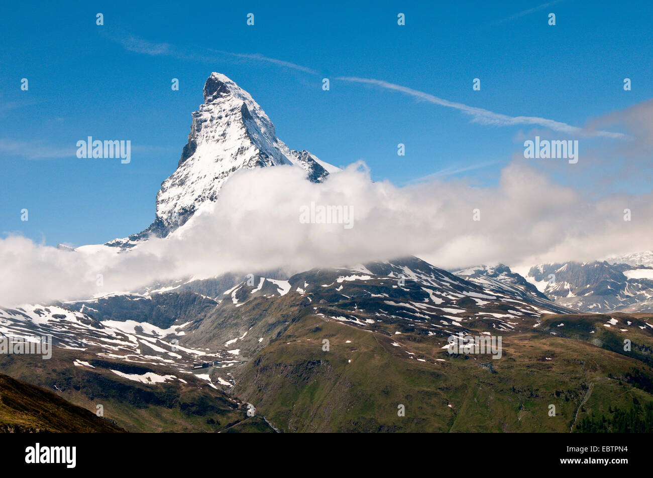 Matterhorn from atop Gornergrat, Switzerland, Valais Stock Photo