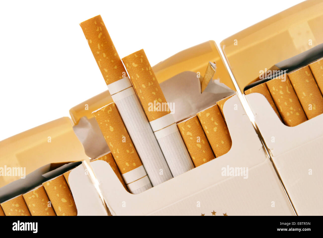 cigarettes in open packets Stock Photo