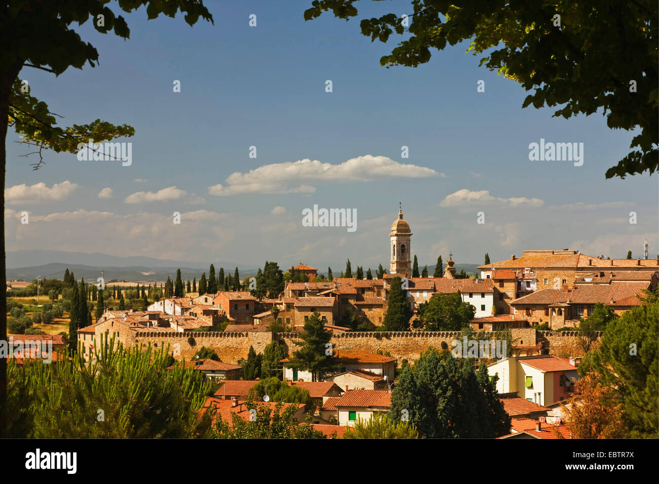View on San Quirico d'Orcia, Italy, Tuscany Stock Photo
