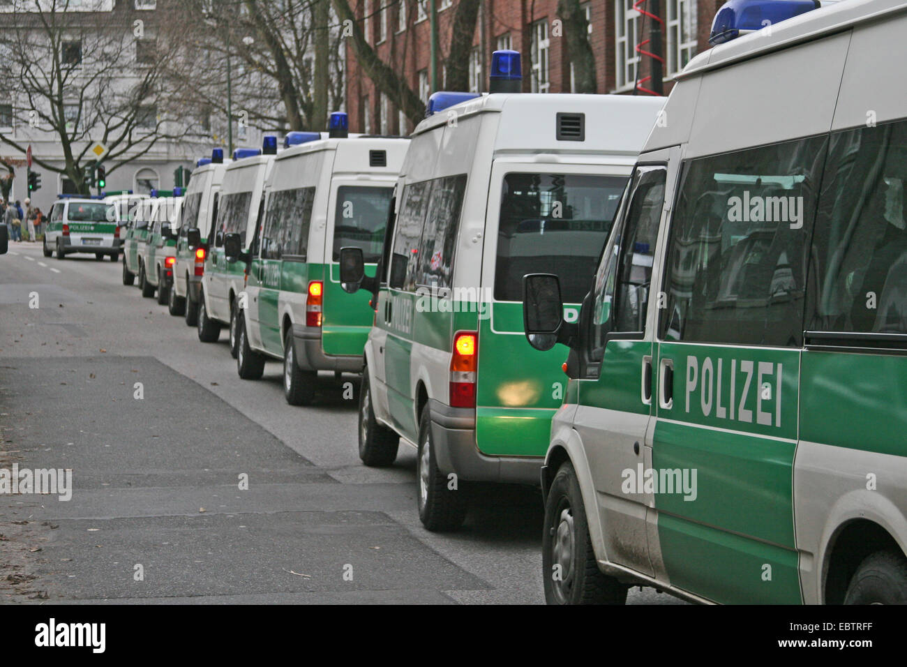 police cars at an operation, Germany, North Rhine-Westphalia Stock Photo