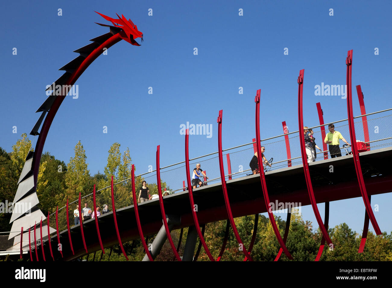 dragon bridge to Hoheward spoil tip, Germany, North Rhine-Westphalia, Ruhr Area, Recklinghausen Stock Photo