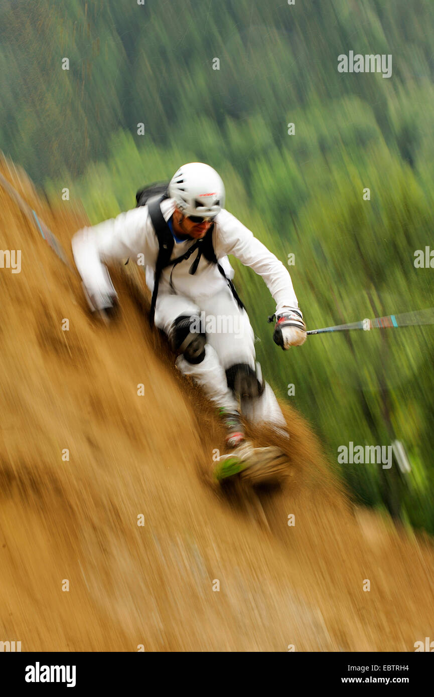 freeride skier going downhill on sandy slope Stock Photo Alamy