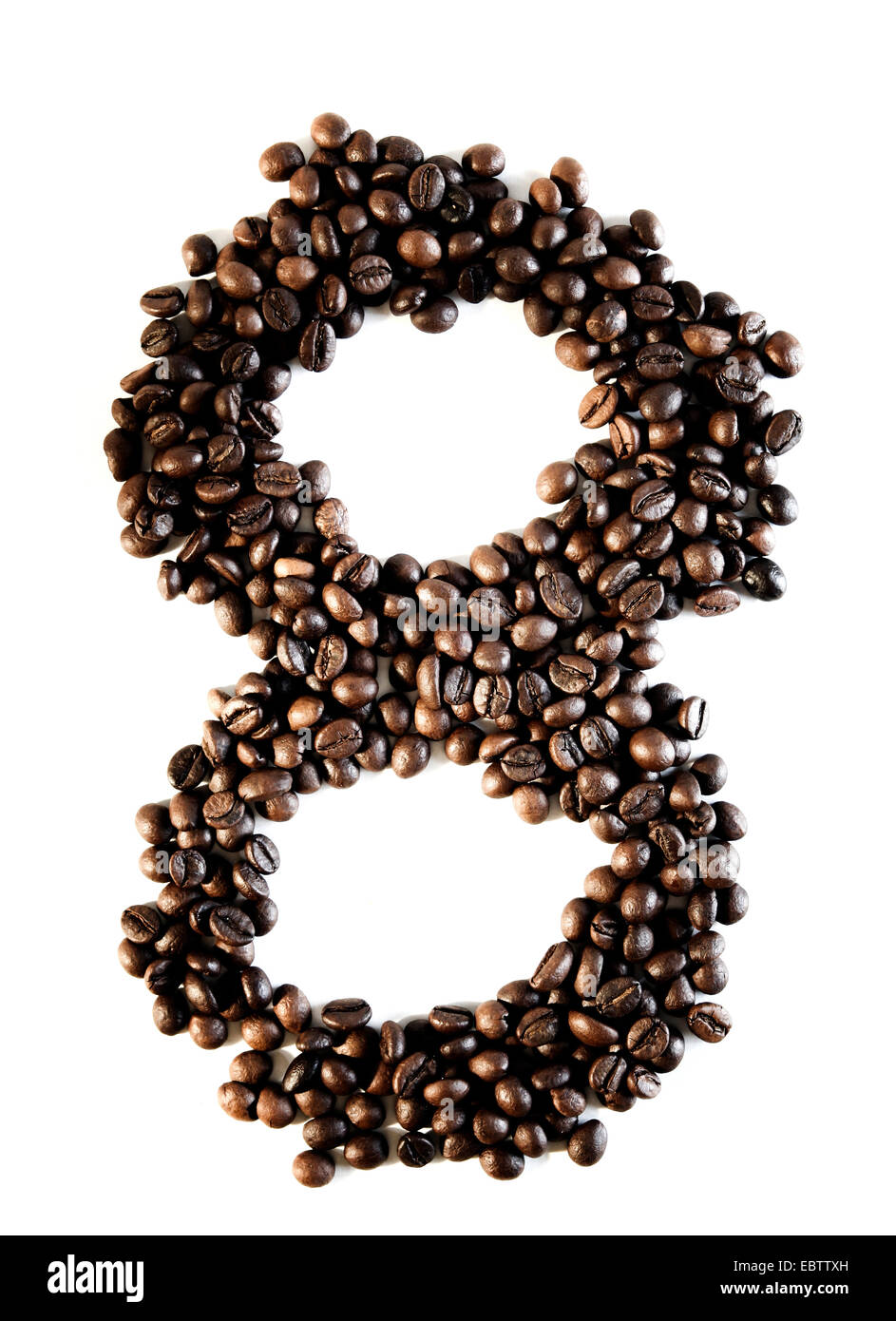 Number eight made from coffee beans Stock Photo