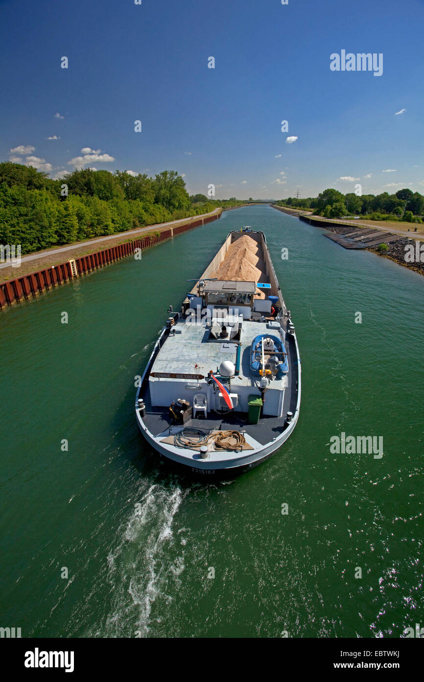a transport ship on the Wesel-Datteln Canal, Germany, North Rhine-Westphalia, Ruhr Area, Marl Stock Photo