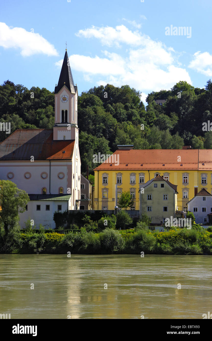 Mariahilf monastery at Inn river, Germany, Bavaria, Niederbayern, Lower Bavaria, Passau Stock Photo