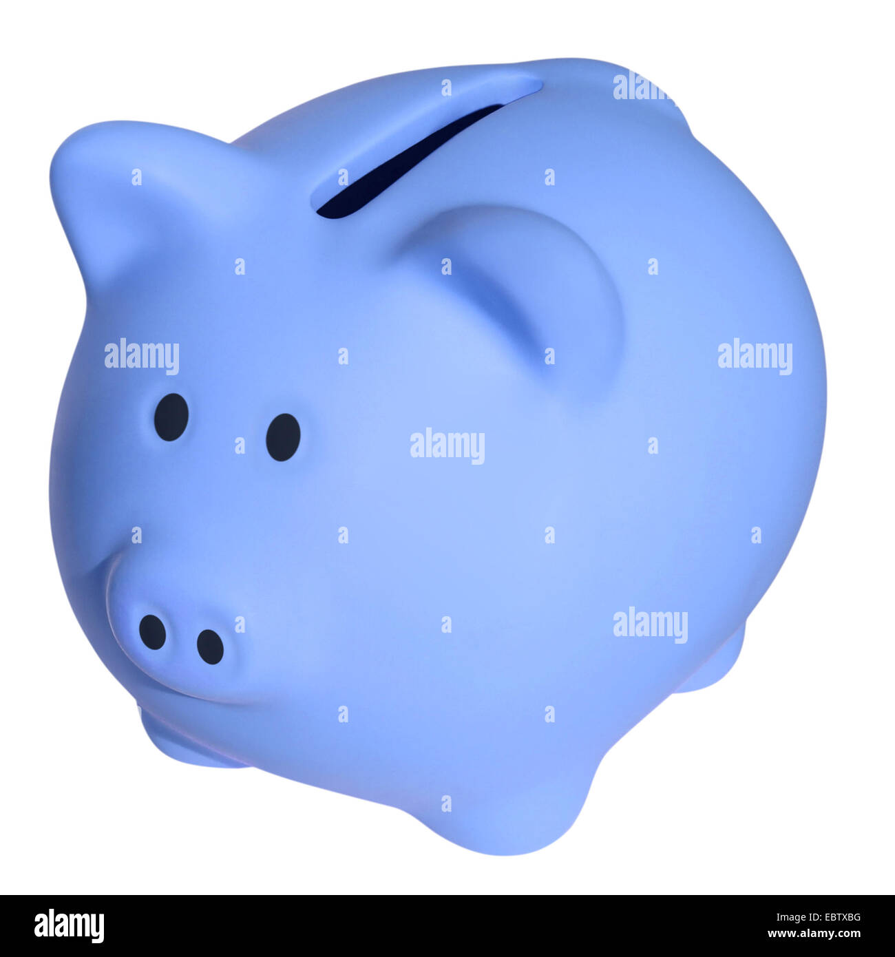 Blue a piggy bank isolated on white background with Clipping Path Stock ...