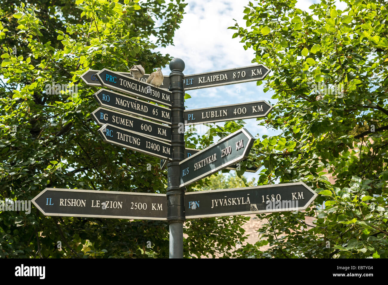 Direction Signs Indicate Distances To Different Cities From Debrecen ...