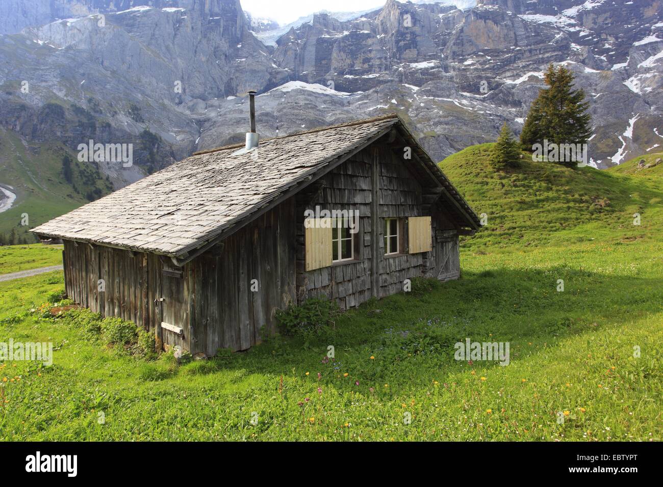 mountain hut, Switzerland, Bernese Oberland, Reichenbachtal Stock Photo