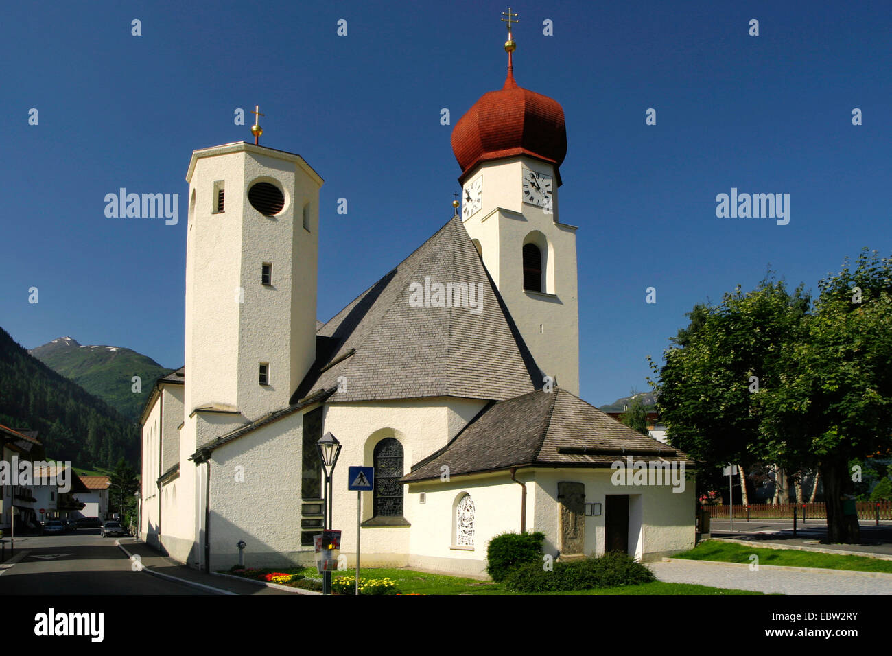 church in St Jakob at Arlberg, Austria, Arlberg Stock Photo
