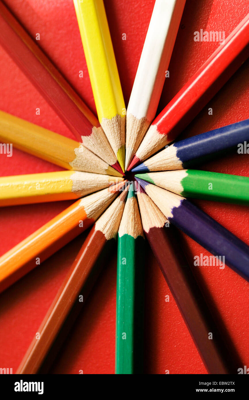 multicoloured coloured pencils Stock Photo