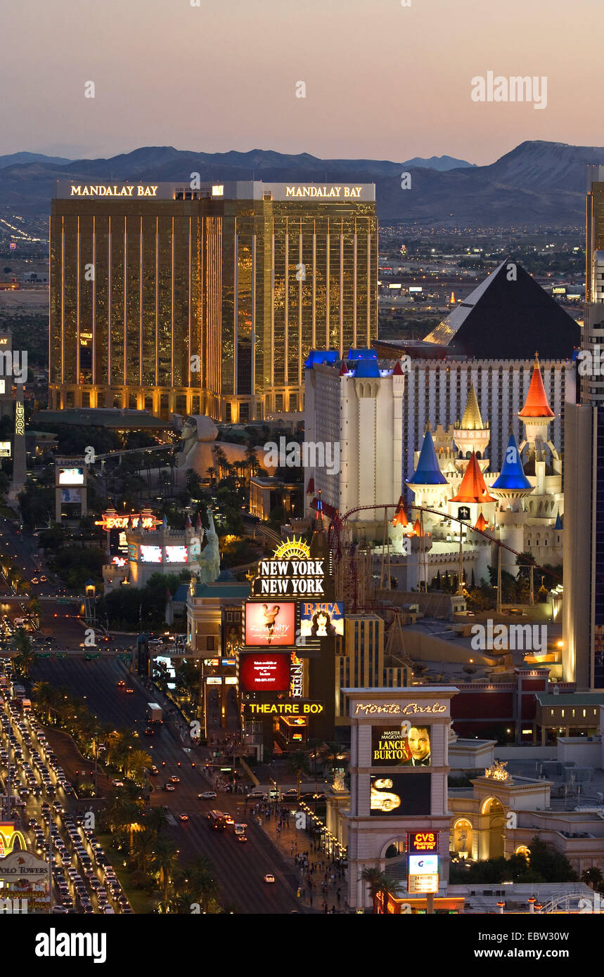 Las Vegas Strip at night, USA, Nevada, Las Vegas Stock Photo