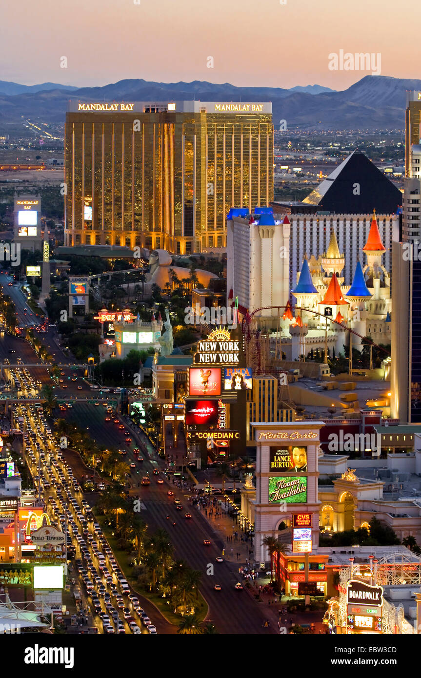 Las Vegas Strip at night, USA, Nevada, Las Vegas Stock Photo