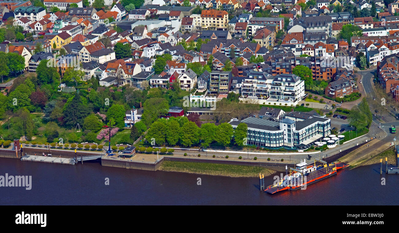 aerial view of old town Vegesack and Strandlust, Germany, Bremen Stock Photo