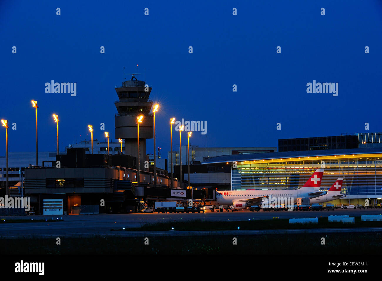 Zurich airport at night, Switzerland, Zurich Stock Photo Alamy
