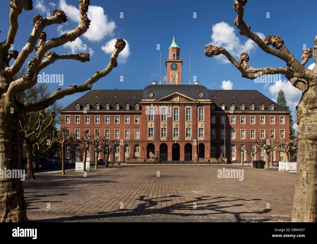town hall and town hall square, Germany, North Rhine-Westphalia, Ruhr Area, Herne Stock Photo