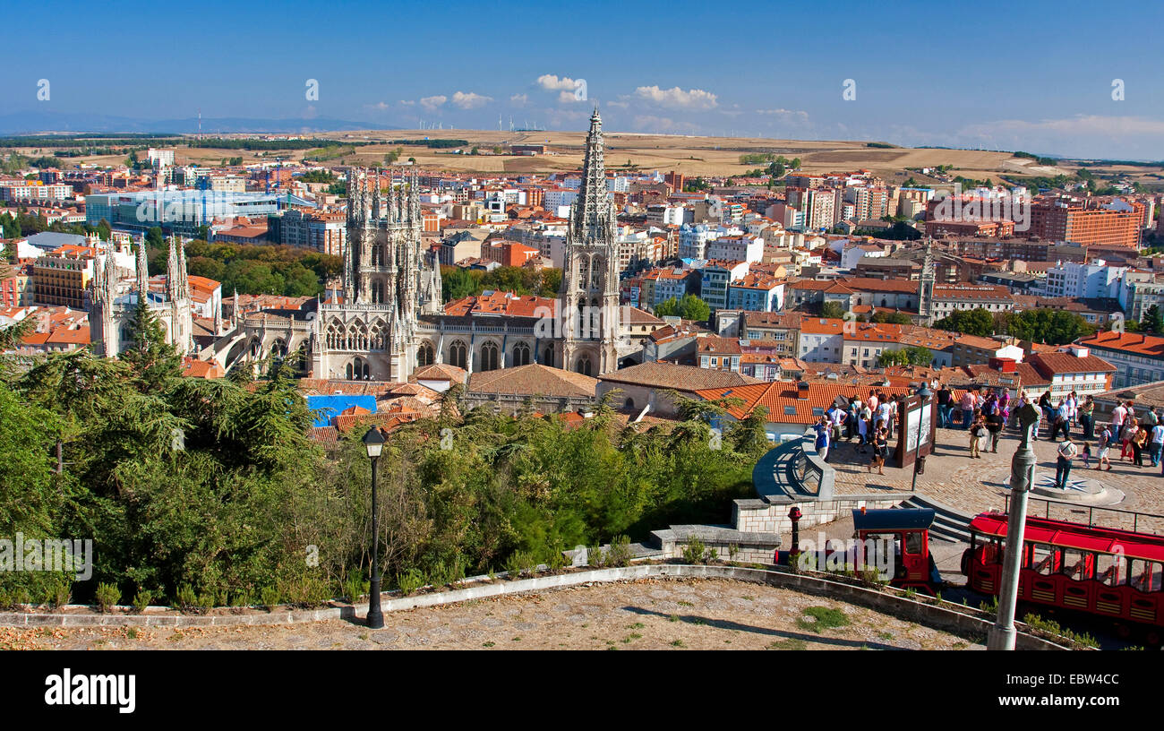 view from a gazebo on the city dominated by the cathedral, Spain, Kastilien und Le¾n, Burgos, Burgos Stock Photo