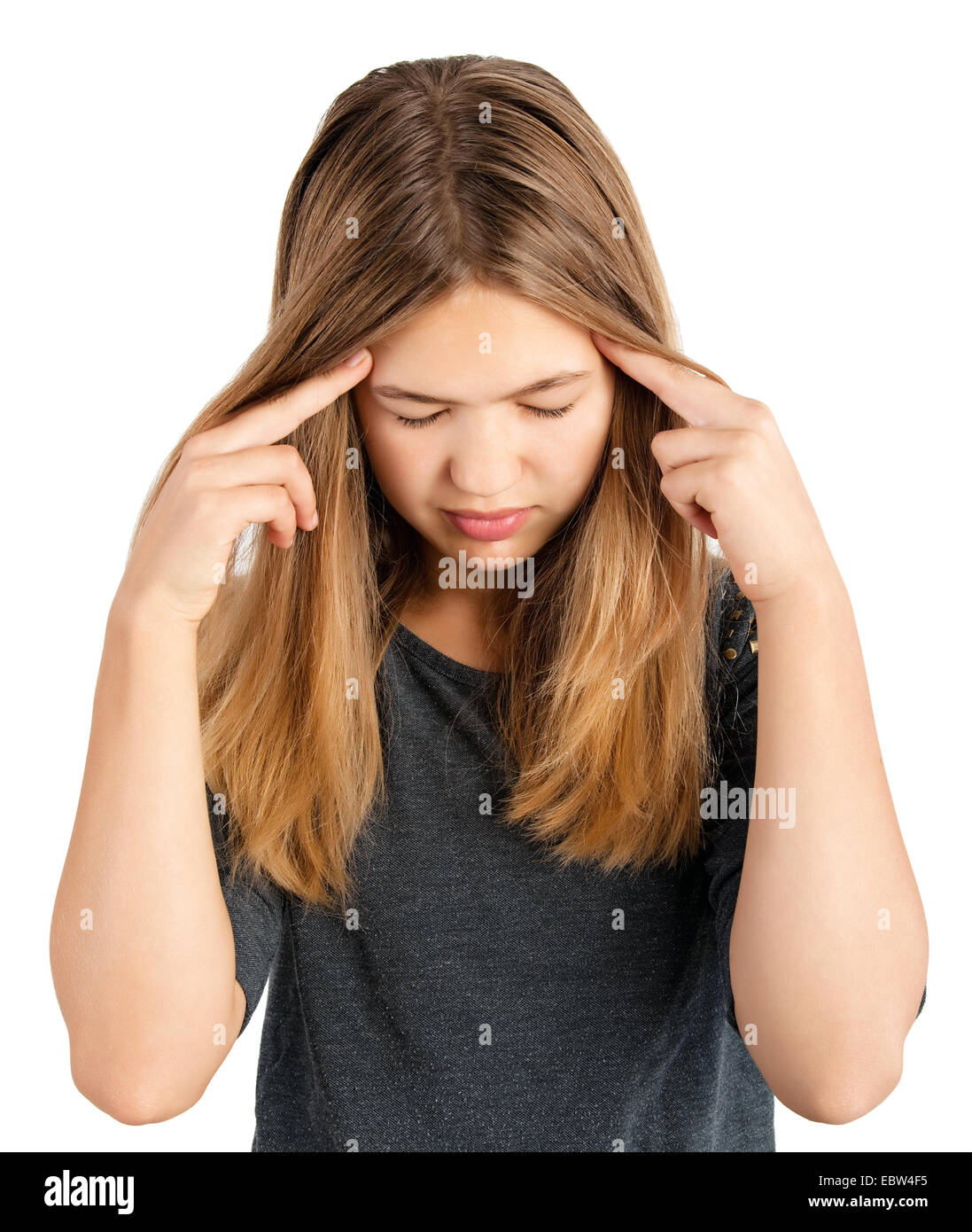 portrait of a girl with headache Stock Photo