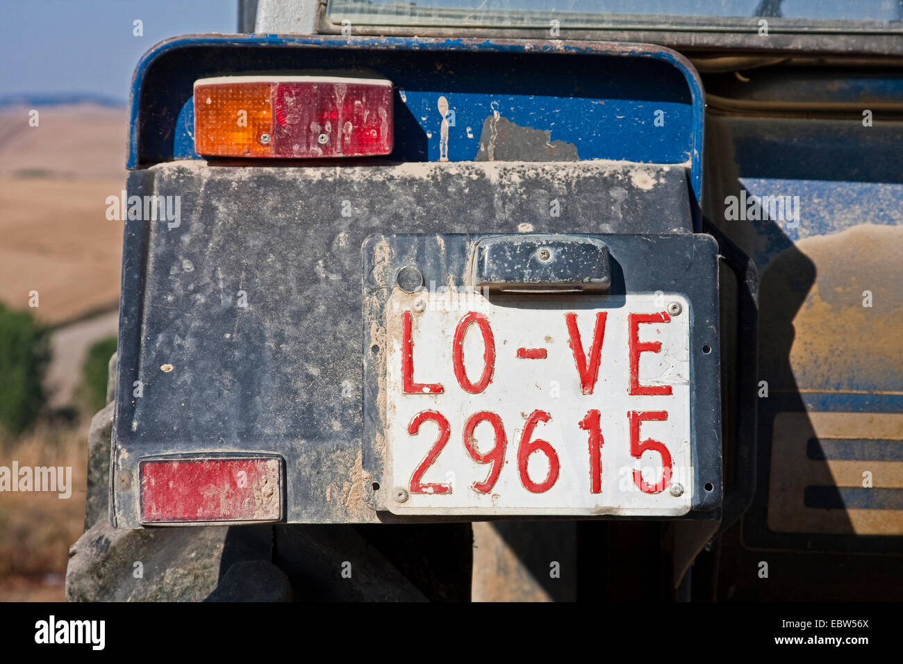 registration plate at a vehicle in Gra±¾n with the writing 'LOVE', Spain, Basque country, La Rioja, Navarra Stock Photo